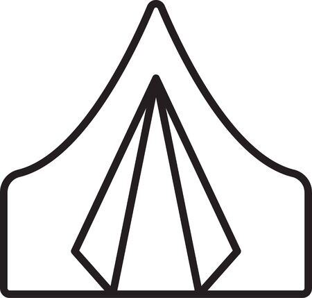 Black line Tourist tent icon isolated on white background. Camping symbol. Vector Illustrationのイラスト素材