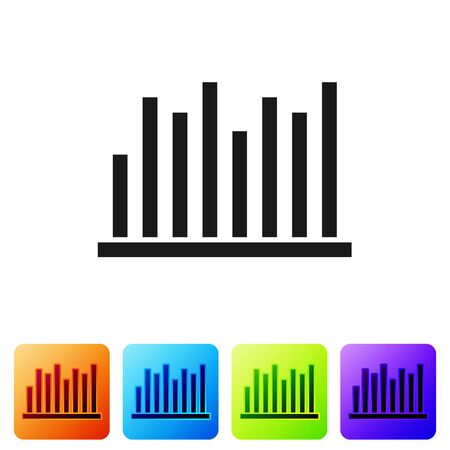 Black Pie chart infographic icon isolated on white background. Diagram chart sign. Set icons in color square buttons. Vector Illustrationのイラスト素材