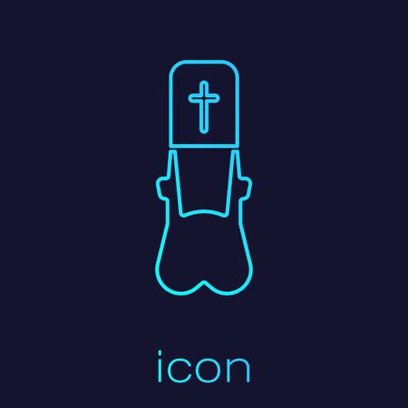 Turquoise line Priest icon isolated on blue background. Vector Illustrationのイラスト素材