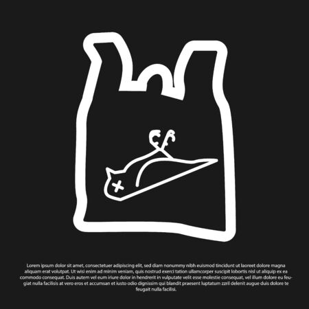 Black Dead bird, plastic icon isolated on black background. Element of pollution problems sign. Vector Illustrationのイラスト素材