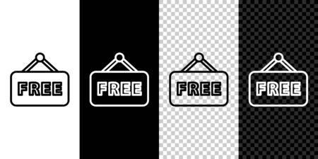 Set line Price tag with an inscription Free icon isolated on black and white background. Badge for price. Promo tag discount. Vector Illustrationのイラスト素材