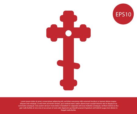 Red Christian cross icon isolated on white background. Church cross. Vector Illustrationのイラスト素材