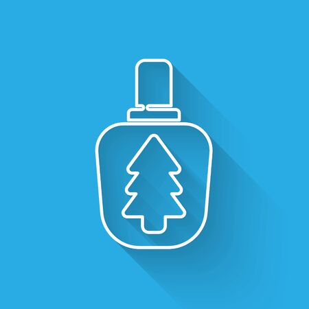 White line Canteen water bottle icon isolated with long shadow. Tourist flask icon. Jar of water use in the campaign. Vector Illustrationのイラスト素材