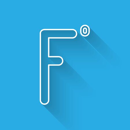 White line Fahrenheit icon isolated with long shadow. Vector Illustrationのイラスト素材