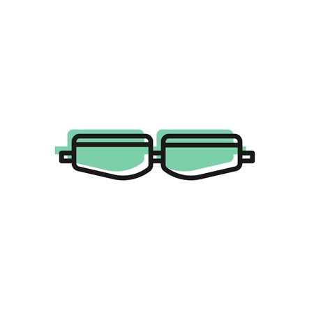 Black line Safety goggle glasses icon isolated on white background. Vector Illustrationのイラスト素材