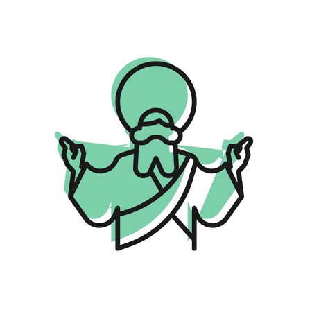 Black line Jesus Christ icon isolated on white background. Vector Illustrationのイラスト素材