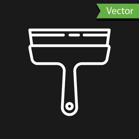 White line Cleaning service with of rubber cleaner for windows icon isolated on black background. Squeegee, scraper, wiper. Vector Illustrationのイラスト素材