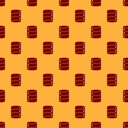 Red Server, Data, Web Hosting icon isolated seamless pattern on brown background. Vector Illustrationのイラスト素材