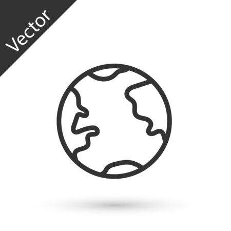 Grey line Earth globe icon isolated on white background. World or Earth sign. Global internet symbol. Geometric shapes. Vectorのイラスト素材