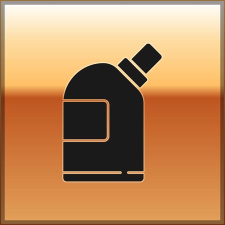Black Plastic bottles for laundry detergent, bleach, dishwashing liquid or another cleaning agent icon isolated on gold background. Vectorのイラスト素材