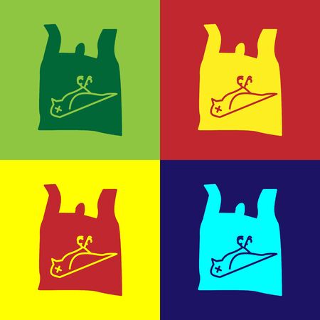 Pop art Dead bird, plastic icon isolated on color background. Element of pollution problems sign. Vectorのイラスト素材