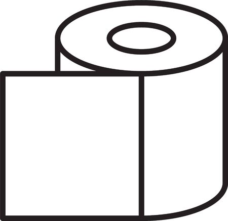 Black line Toilet paper roll icon isolated on white background. Vectorのイラスト素材