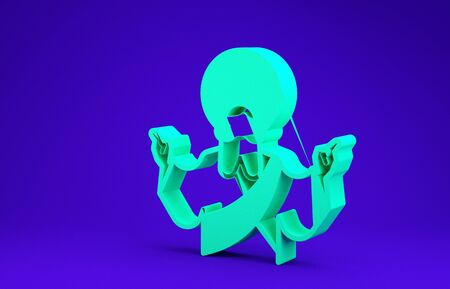 Green Jesus Christ icon isolated on blue background.  3d illustration 3D renderの写真素材