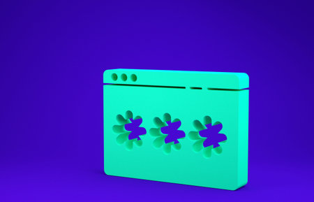 Green Password protection and safety access icon isolated on blue background. Security, safety,...
