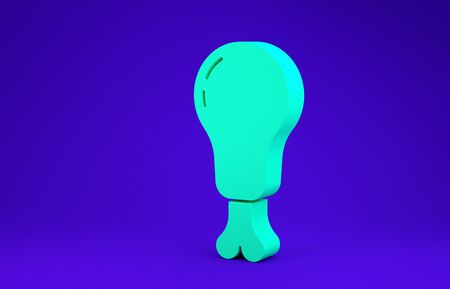 Green Chicken leg icon isolated on blue background. Chicken drumstick. Minimalism concept. 3d illustration 3D renderの写真素材