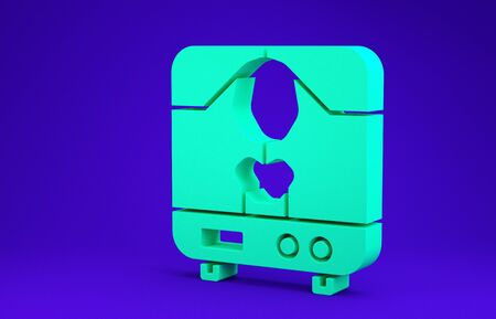 Green X-ray machine icon isolated on blue background.  3d illustration 3D renderの写真素材