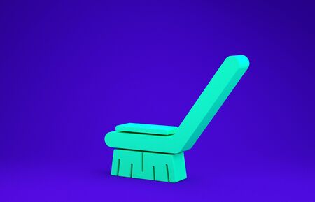 Green Brush for cleaning icon isolated on blue background. Cleaning service concept. Minimalism concept. 3d illustration 3D renderの写真素材