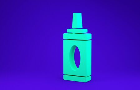 Green Bottle of shampoo icon isolated on blue background. Minimalism concept. 3d illustration 3D renderの写真素材