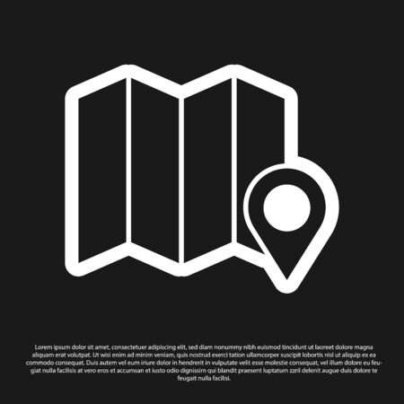 Black Location of the forest on a map icon isolated on black background. Vector Illustrationのイラスト素材