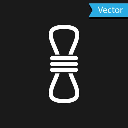 White Climber rope icon isolated on black background. Extreme sport. Sport equipment. Vector Illustrationのイラスト素材