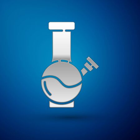 Silver Glass bong for smoking marijuana or cannabis icon isolated on blue background. Vector Illustration.のイラスト素材