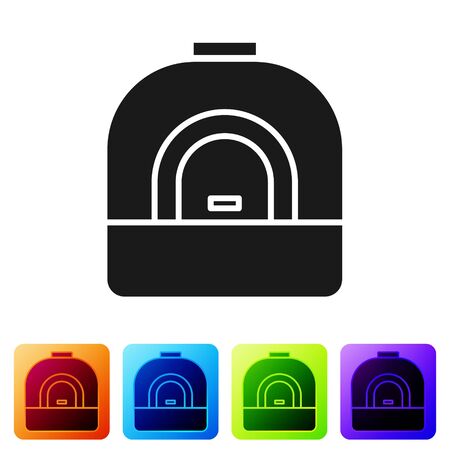 Black Oven icon isolated on white background. Stove gas oven sign. Set icons in color square buttons. Vector Illustrationのイラスト素材