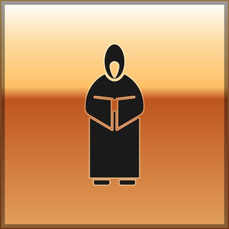 Black Monk icon isolated on gold background. Vector Illustrationのイラスト素材