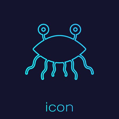 Turquoise line Pastafarianism icon isolated on blue background. Vector Illustrationのイラスト素材