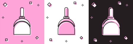 Set Dustpan icon isolated on pink and white, black background. Cleaning scoop services. Vector Illustration.のイラスト素材