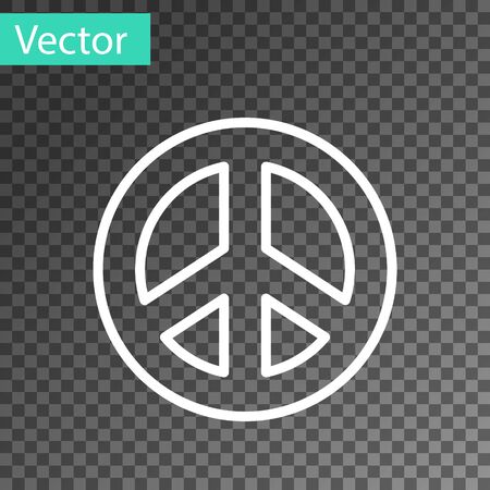 White line Peace icon isolated on transparent background. Hippie symbol of peace. Vector Illustration.のイラスト素材