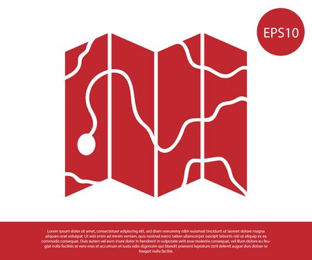 Red Location of the forest on a map icon isolated on white background. Vector Illustrationのイラスト素材