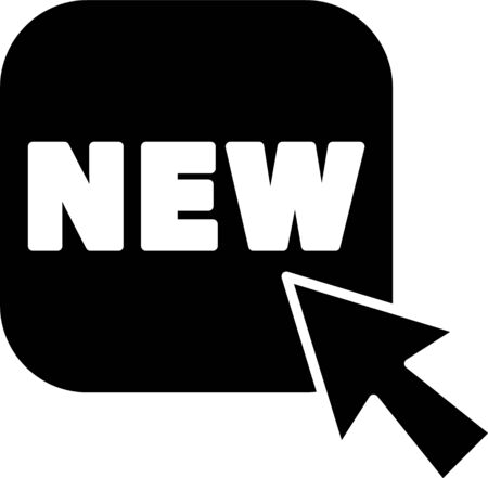 Black Button with an inscription New icon isolated on white background. Badge for price. Promo tag discount. Vector Illustration.のイラスト素材