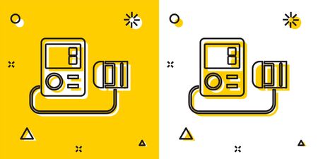 Black Blood pressure icon isolated on yellow and white background. Random dynamic shapes. Vector Illustrationのイラスト素材