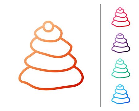 Red line Stack hot stones icon isolated on white background. Spa salon accessory. Set color icons. Vector Illustration.のイラスト素材