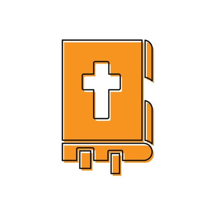 Orange Holy bible book icon isolated on white background. Vector Illustrationのイラスト素材