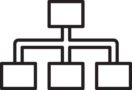 Black line Business hierarchy organogram chart infographics icon isolated on white background. Corporate organizational structure graphic elements. Vector Illustrationのイラスト素材