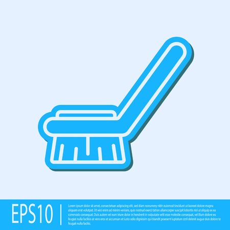 Blue line Brush for cleaning icon isolated on grey background. Cleaning service concept. Vector Illustrationのイラスト素材