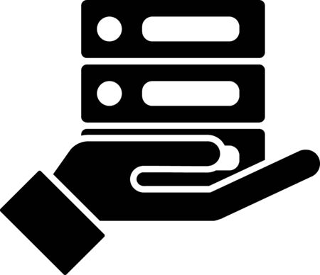 Black Server, Data, Web Hosting icon isolated on white background. Vector Illustration.のイラスト素材