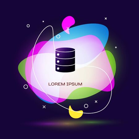 Black Server, Data, Web Hosting icon isolated on blue background. Abstract banner with liquid shapes. Vector Illustration.のイラスト素材