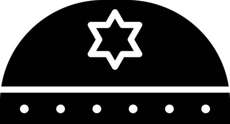 Black Jewish kippah with star of david icon isolated on white background. Jewish yarmulke hat. Vector Illustration.のイラスト素材