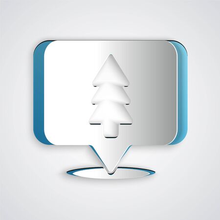 Paper cut Location of the forest on a map icon isolated on grey background. Paper art style. Vector Illustration.のイラスト素材