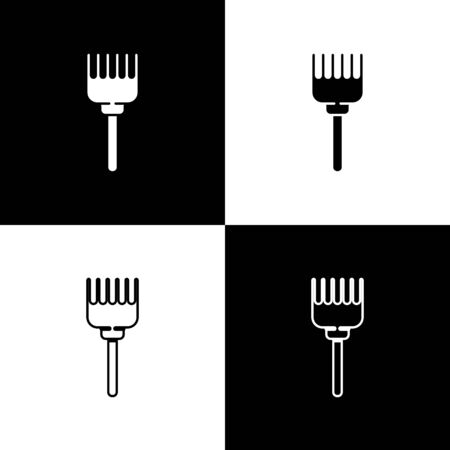 Set Hairbrush icon isolated on black and white background. Comb hair sign. Barber symbol. Vector Illustration.のイラスト素材