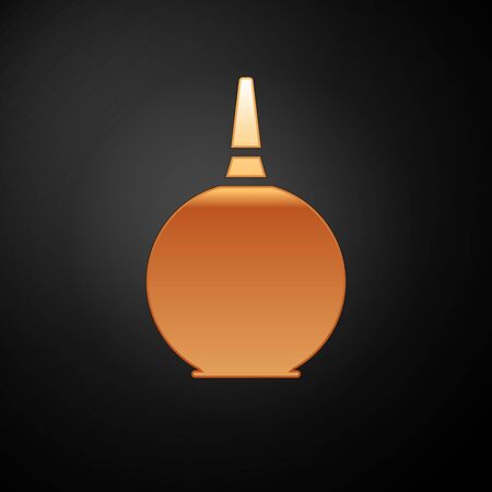 Gold Enema icon isolated on black background. Enema with a plastic tip. Medical pear. Vector Illustration.のイラスト素材