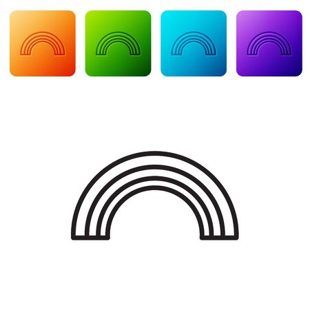 Black line Hand holding money icon isolated on white background. Dollar or USD symbol. Cash Banking currency sign. Set icons in color square buttons. Vector Illustration.のイラスト素材