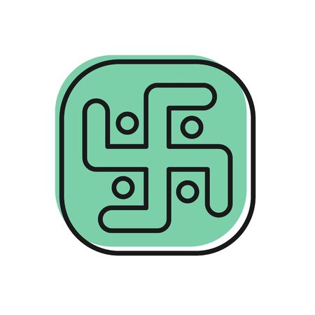 Black line Jainism icon isolated on white background. Vector Illustrationのイラスト素材