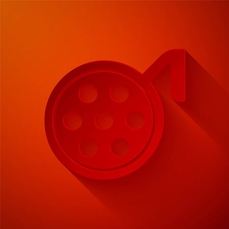 Paper cut Surgery lamp icon isolated on red background. Paper art style. Vector Illustrationのイラスト素材