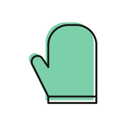 Black line Oven glove icon isolated on white background. Kitchen potholder sign. Cooking glove. Vector Illustrationのイラスト素材