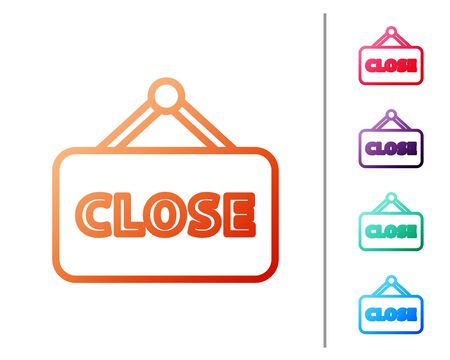 Red line Hanging sign with text Closed icon isolated on white background. Business theme for cafe or restaurant. Set color icons. Vector Illustrationのイラスト素材