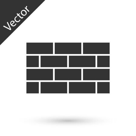 Grey Firewall, security wall icon isolated on white background. Vectorのイラスト素材