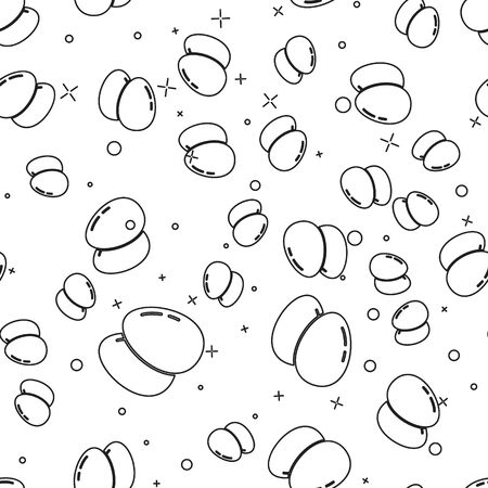 Black line Chicken egg icon isolated seamless pattern on white background. Vector.のイラスト素材